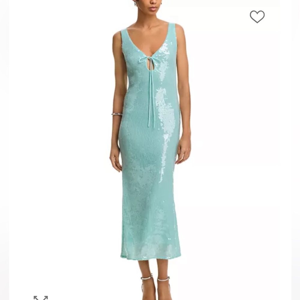 Isha Sequin Keyhole Cocktail Midi Dress in Aqua